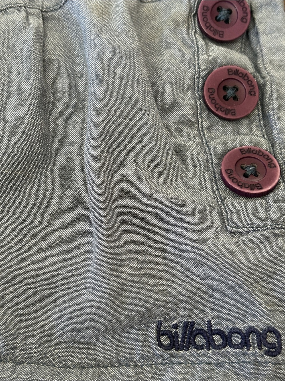 Billabong Grayish-Blue Low-Rise Women's Button-Detail Shorts-M - Picture 7 of 12